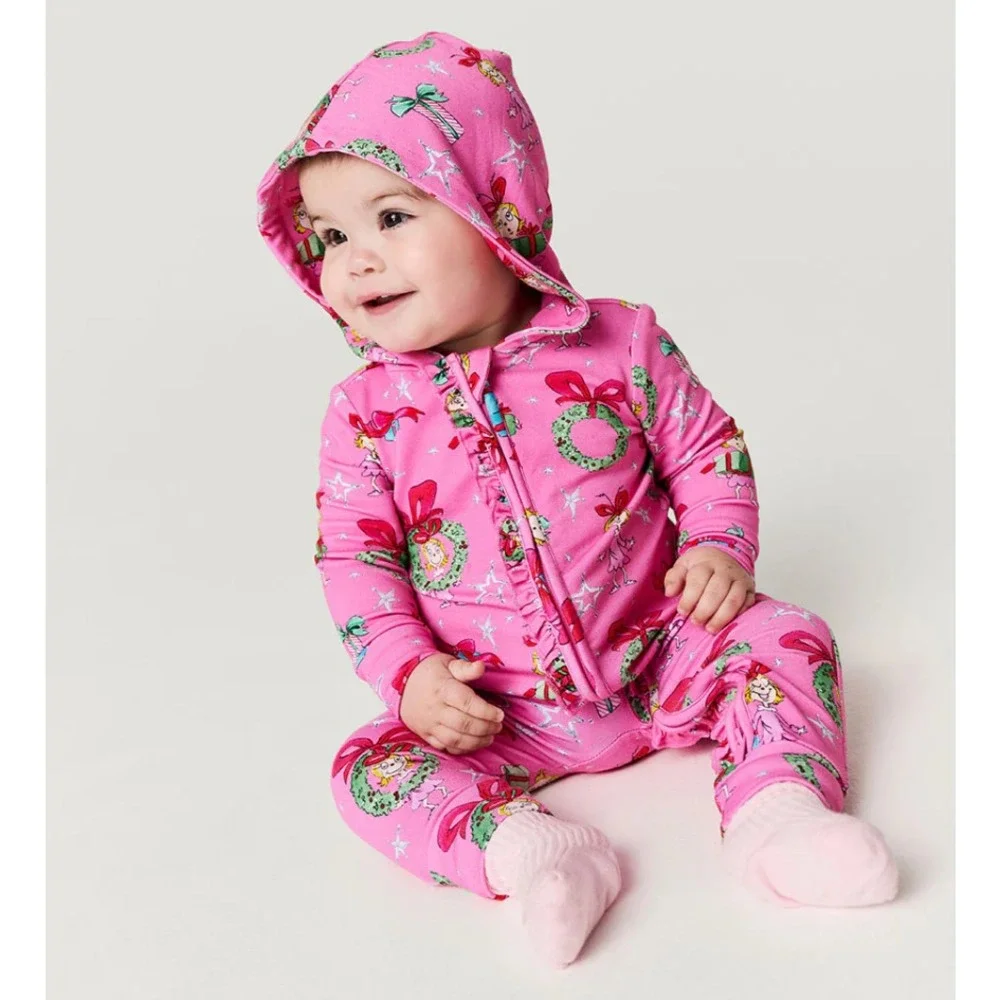 Posh Peanut Dr Seuss Cindy Lou Who French Terry Hooded Ruffle Romper 2 T 2T NWT